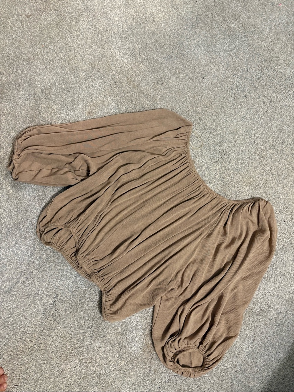 La Miel Taupe Gauze Crop Top - Size M